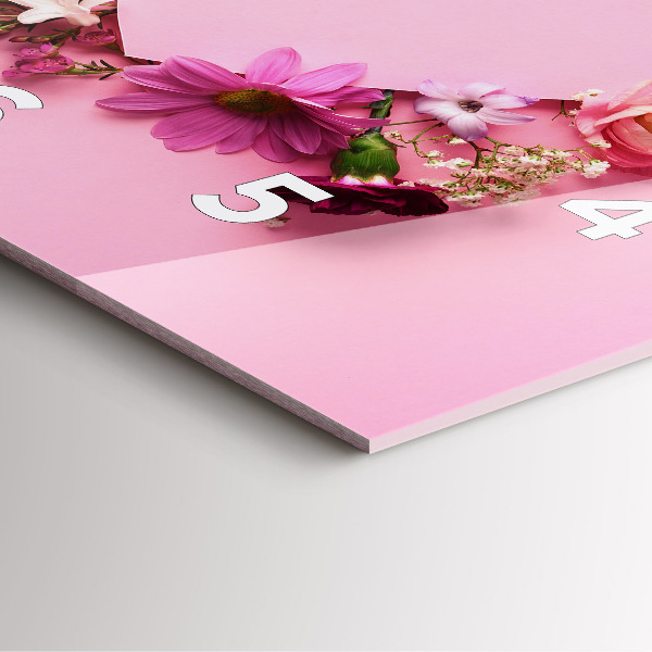 Pendule carrée en verre Coeur de fleurs