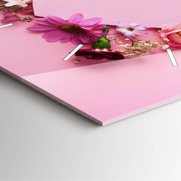 Pendule carrée en verre Coeur de fleurs