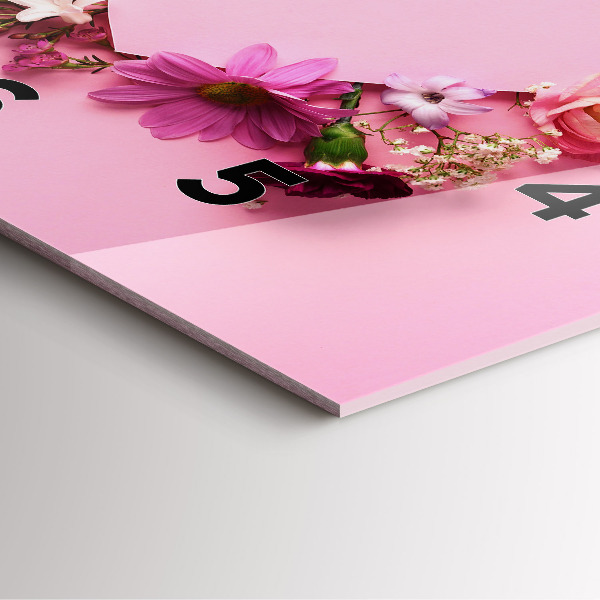 Pendule carrée en verre Coeur de fleurs