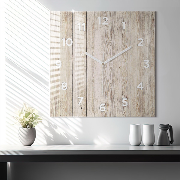 Pendule carrée en verre Panneaux en bois