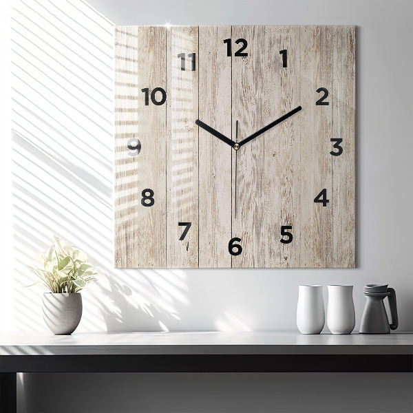 Pendule carrée en verre Panneaux en bois