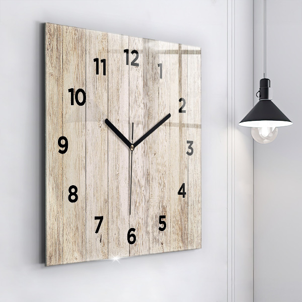 Pendule carrée en verre Panneaux en bois