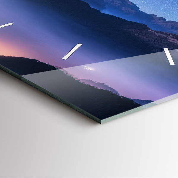 Pendule carrée en verre Voie lactée et montagnes