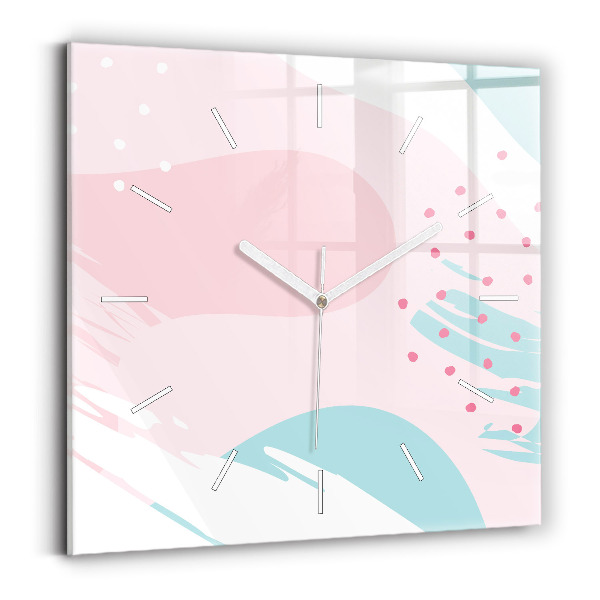 Pendule carrée en verre Abstraction pastel