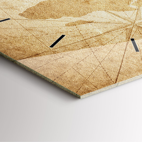 Pendule carrée en verre Carte du monde vintage