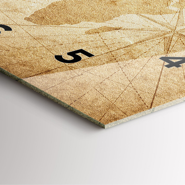 Pendule carrée en verre Carte du monde vintage