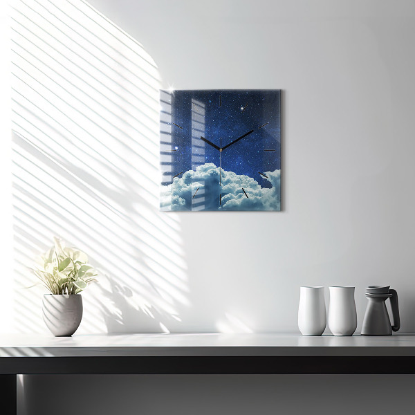 Pendule carrée en verre Ciel nocturne
