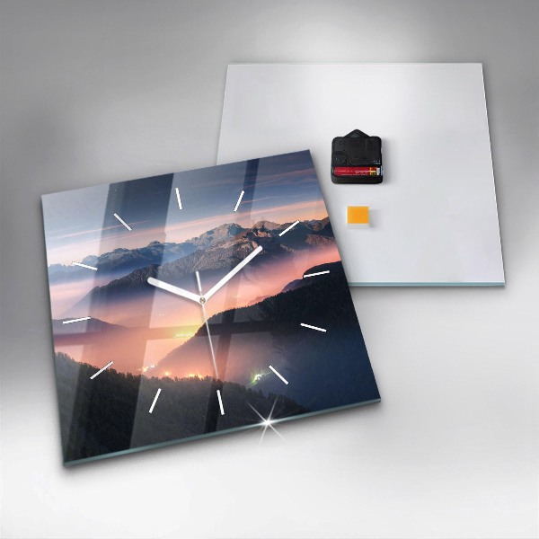 Pendule carrée en verre Paysage de sommet de montagne