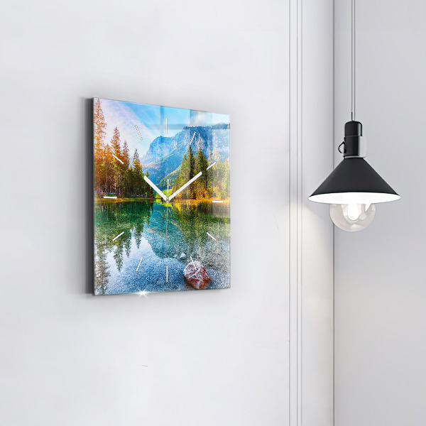 Pendule carrée en verre Paysage de montagnes fluviales
