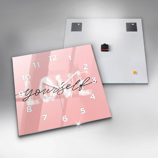 Pendule carrée en verre 'L''inscription Aimez-vous'