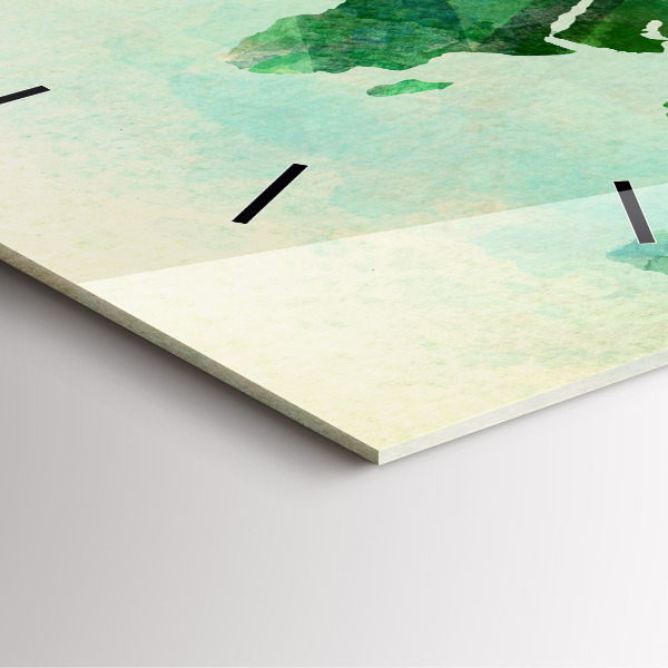 Pendule carrée en verre 'Carte du monde à l''aquarelle'