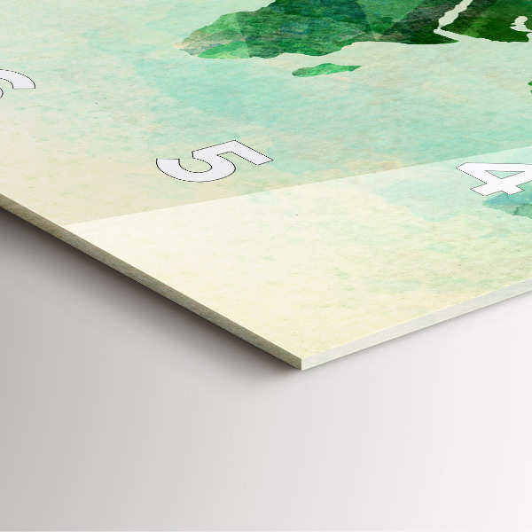 Pendule carrée en verre 'Carte du monde à l''aquarelle'