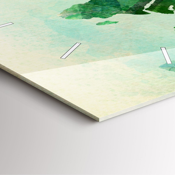 Pendule carrée en verre 'Carte du monde à l''aquarelle'