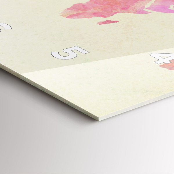 Pendule carrée en verre 'Carte du monde à l''aquarelle'