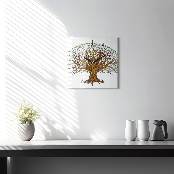 Pendule carrée en verre Arbre et racines
