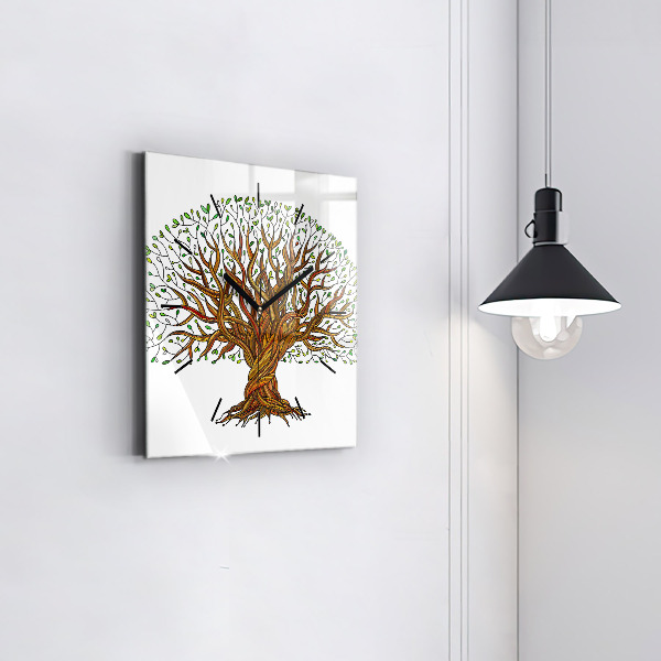 Pendule carrée en verre Arbre et racines