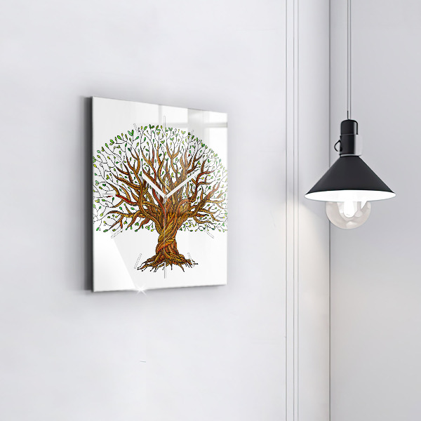 Pendule carrée en verre Arbre et racines