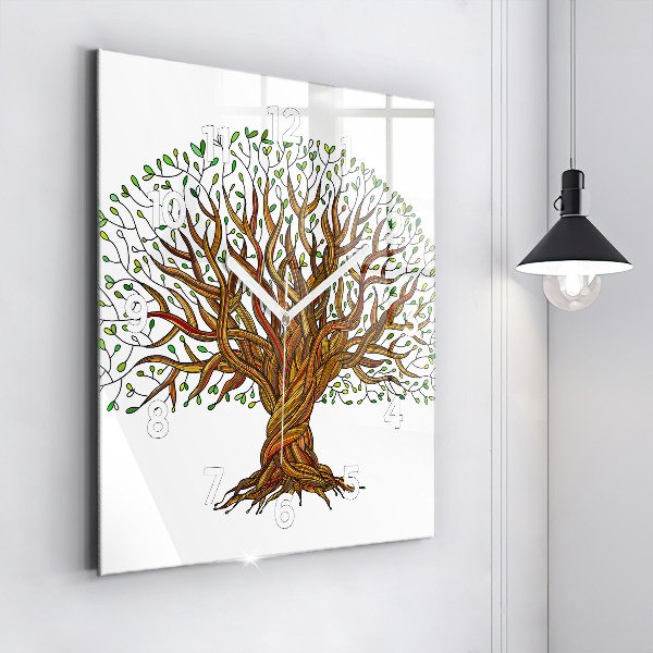 Pendule carrée en verre Arbre et racines