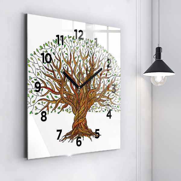 Pendule carrée en verre Arbre et racines