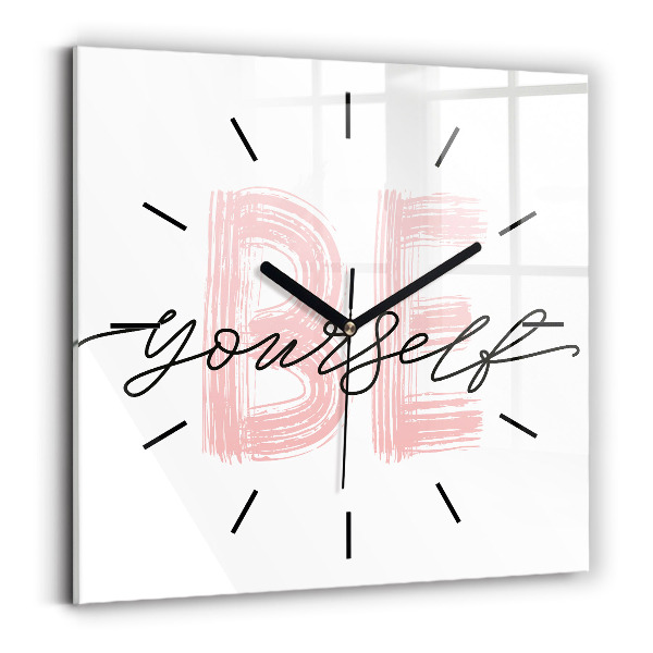 Pendule carrée en verre 'L''inscription Sois toi-même'