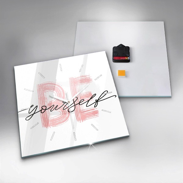 Pendule carrée en verre 'L''inscription Sois toi-même'