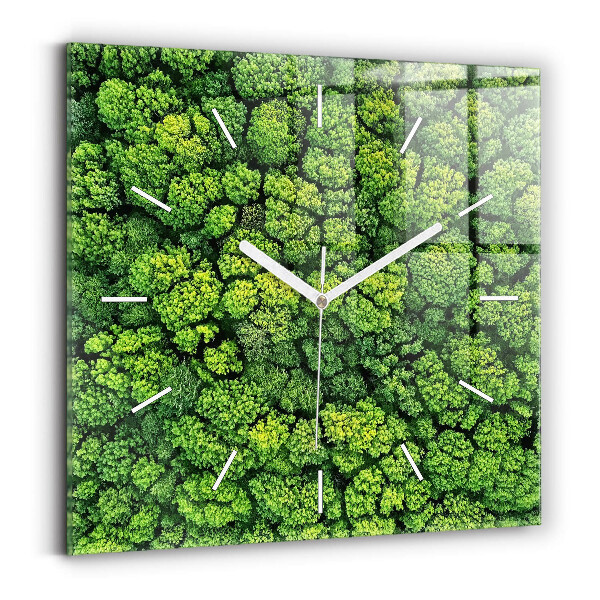 Pendule carrée en verre 'La forêt vue d''en haut'