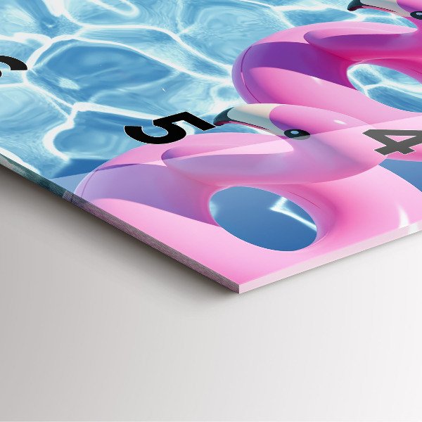 Pendule carrée en verre Pissenlits flamants roses