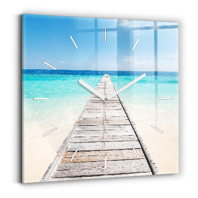 Pendule carrée en verre Île tropicale