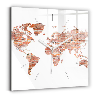 Horloge carrée en verre Vieille carte en briques