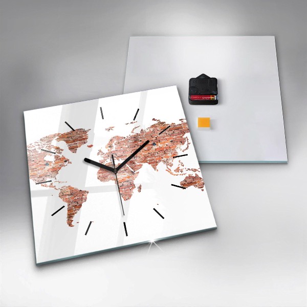 Horloge carrée en verre Vieille carte en briques