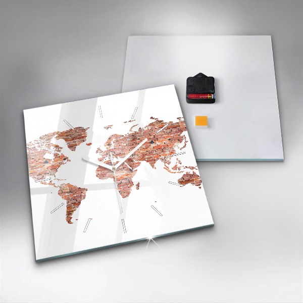 Horloge carrée en verre Vieille carte en briques