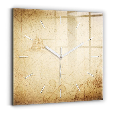 Horloge carrée en verre Carte du vieux monde