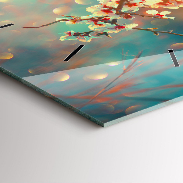 Horloge carrée en verre Fleurs de printemps