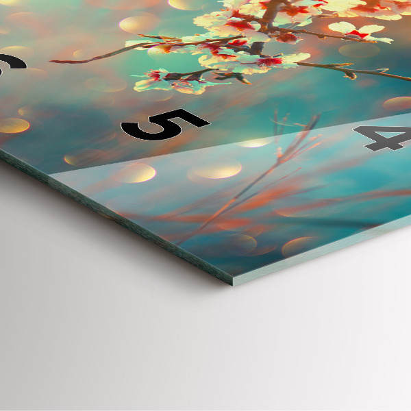 Horloge carrée en verre Fleurs de printemps