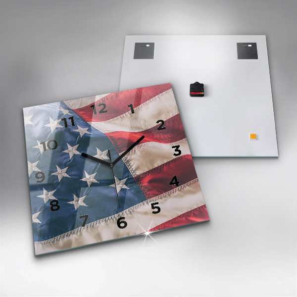 Horloge carrée en verre drapeau américain
