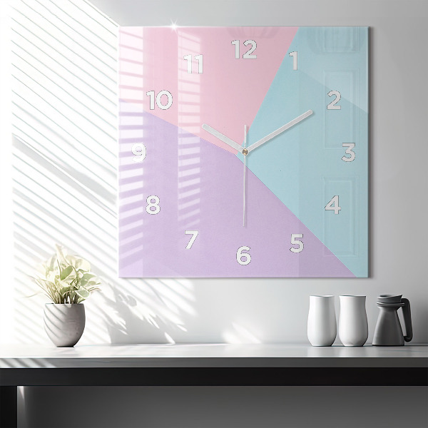 Horloge carrée en verre Motif pastel