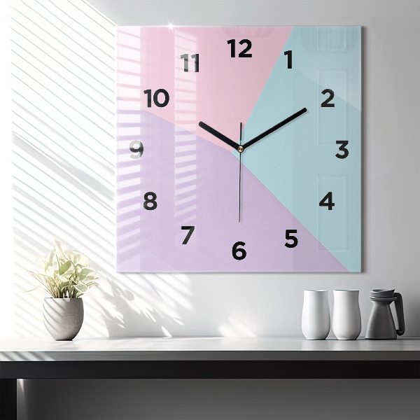 Horloge carrée en verre Motif pastel