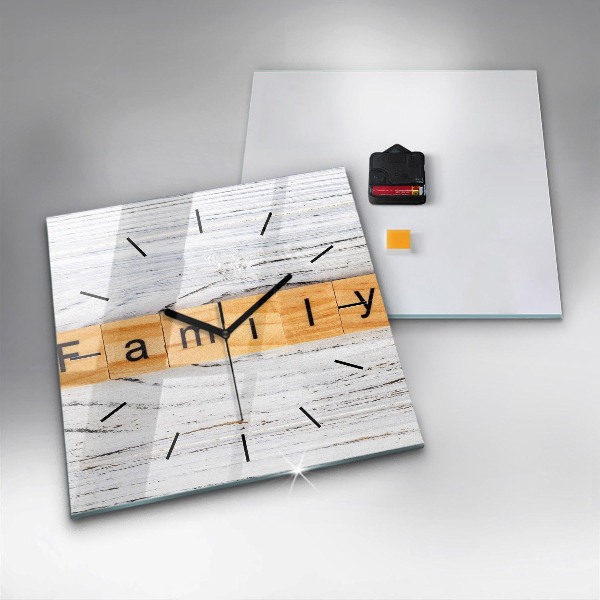 Horloge carrée en verre Famille