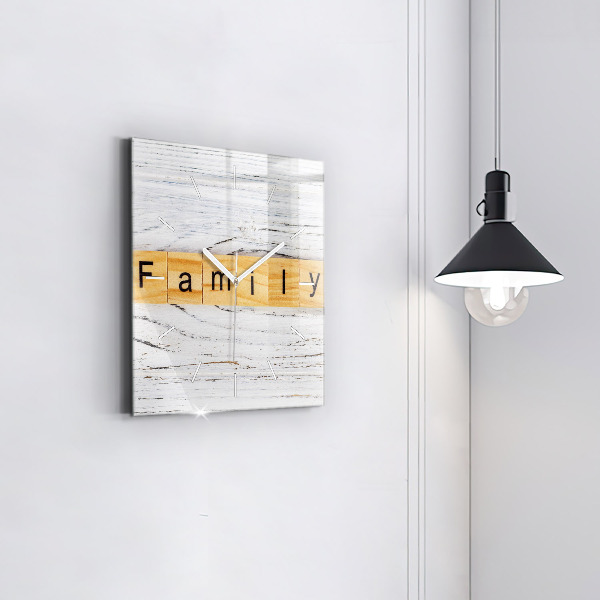 Horloge carrée en verre Famille