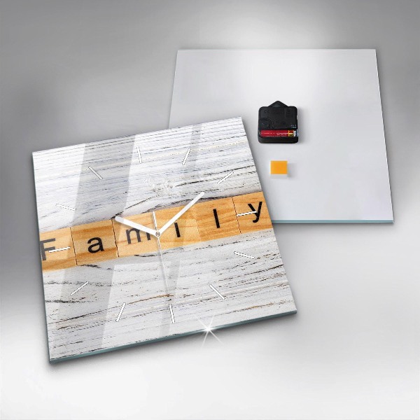 Horloge carrée en verre Famille