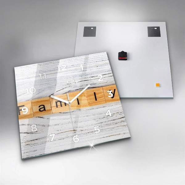 Horloge carrée en verre Famille