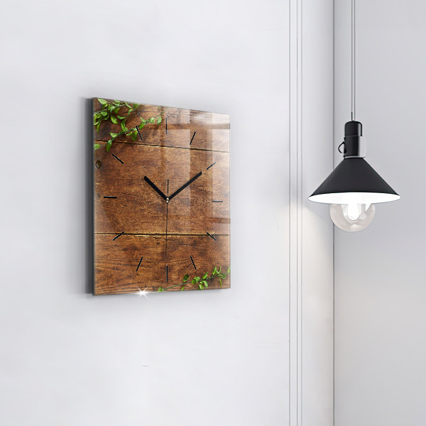 Horloge carrée en verre Bois rustique
