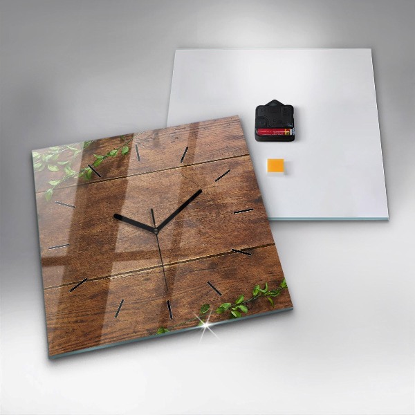 Horloge carrée en verre Bois rustique