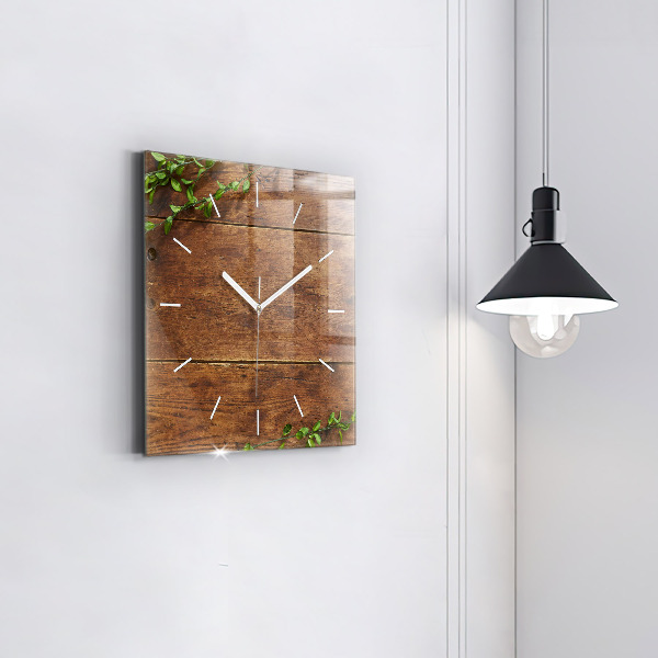 Horloge carrée en verre Bois rustique