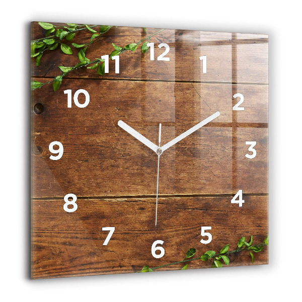 Horloge carrée en verre Bois rustique