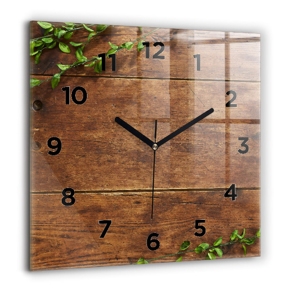Horloge carrée en verre Bois rustique
