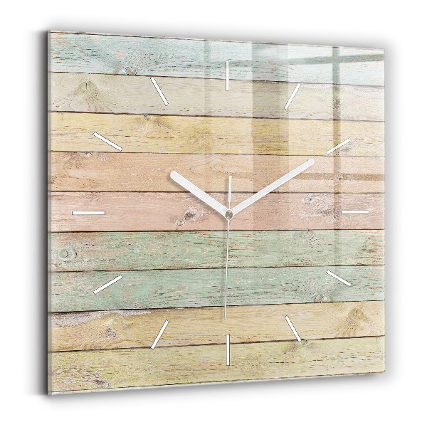 Horloge carrée en verre Des planches colorées