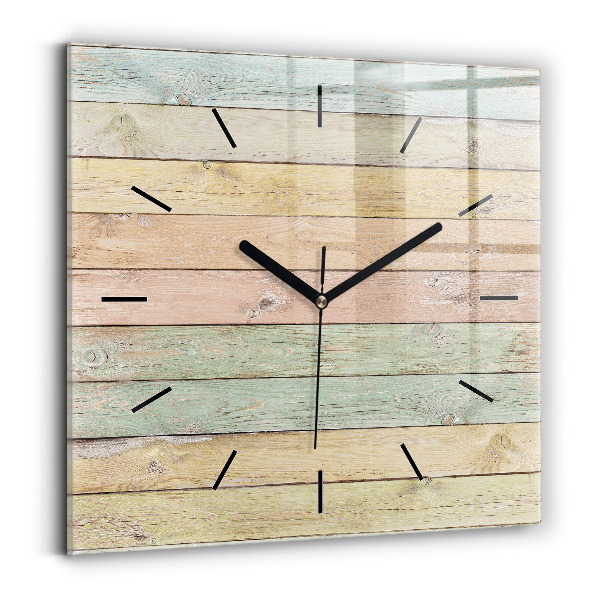 Horloge carrée en verre Des planches colorées
