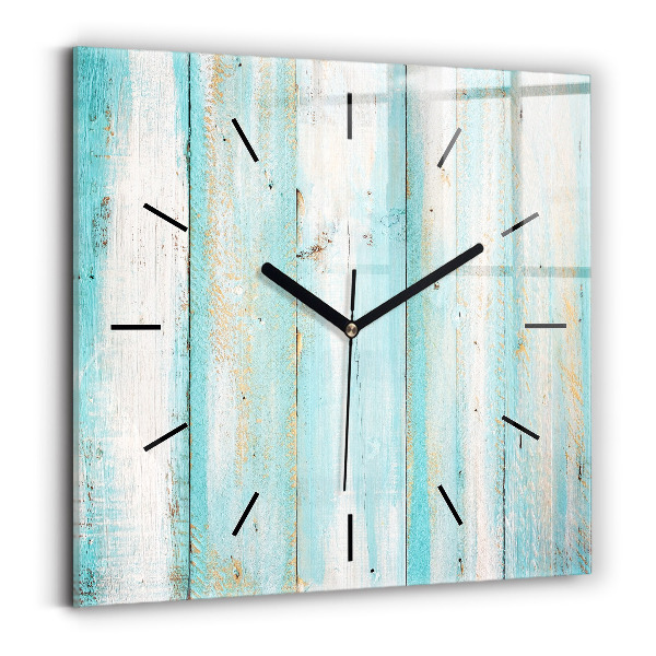 Horloge carrée en verre Tableaux bleus