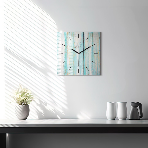 Horloge carrée en verre Tableaux bleus